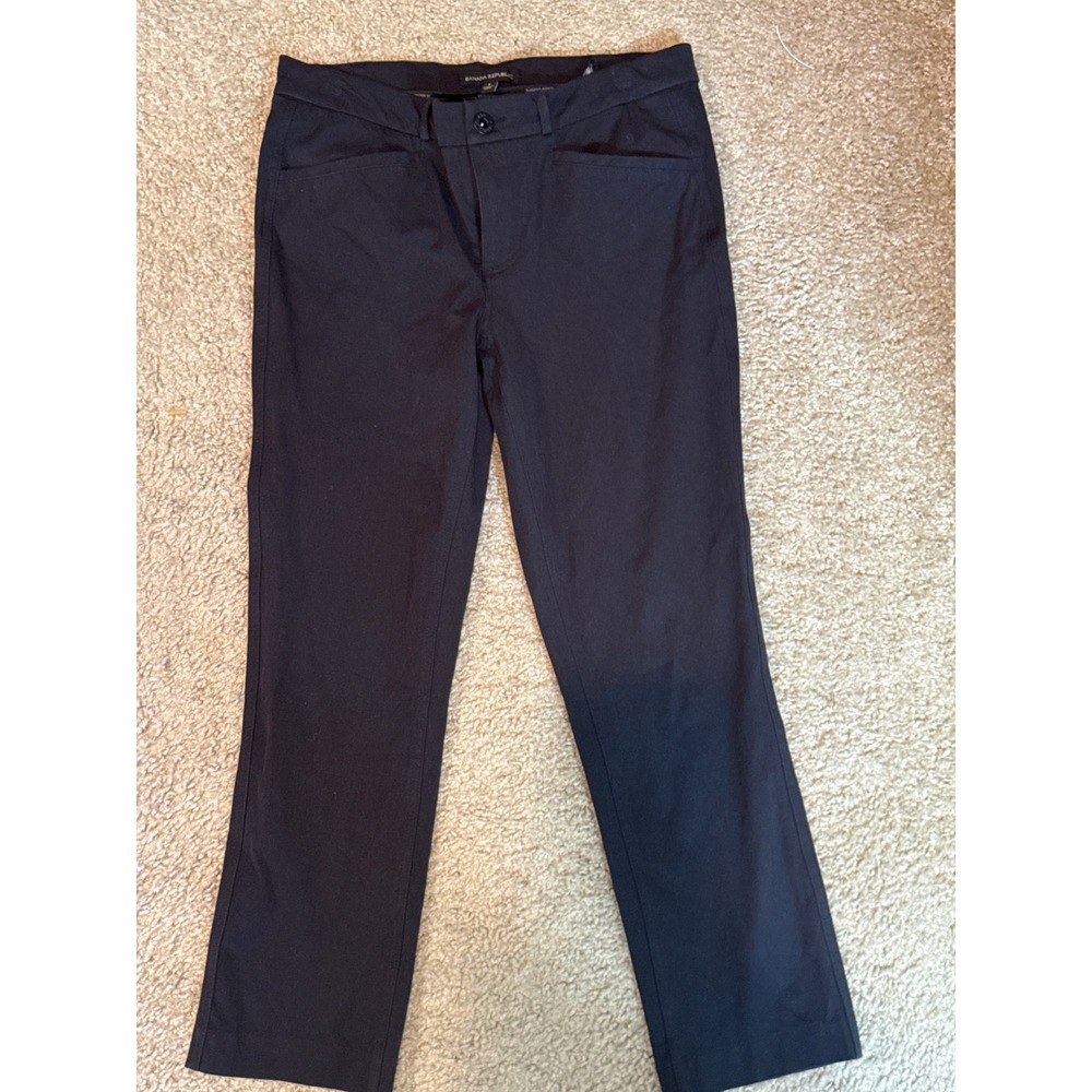 Banana Republic Black Cotton Rayon Stretch Tailored Trousers Pants Size 4